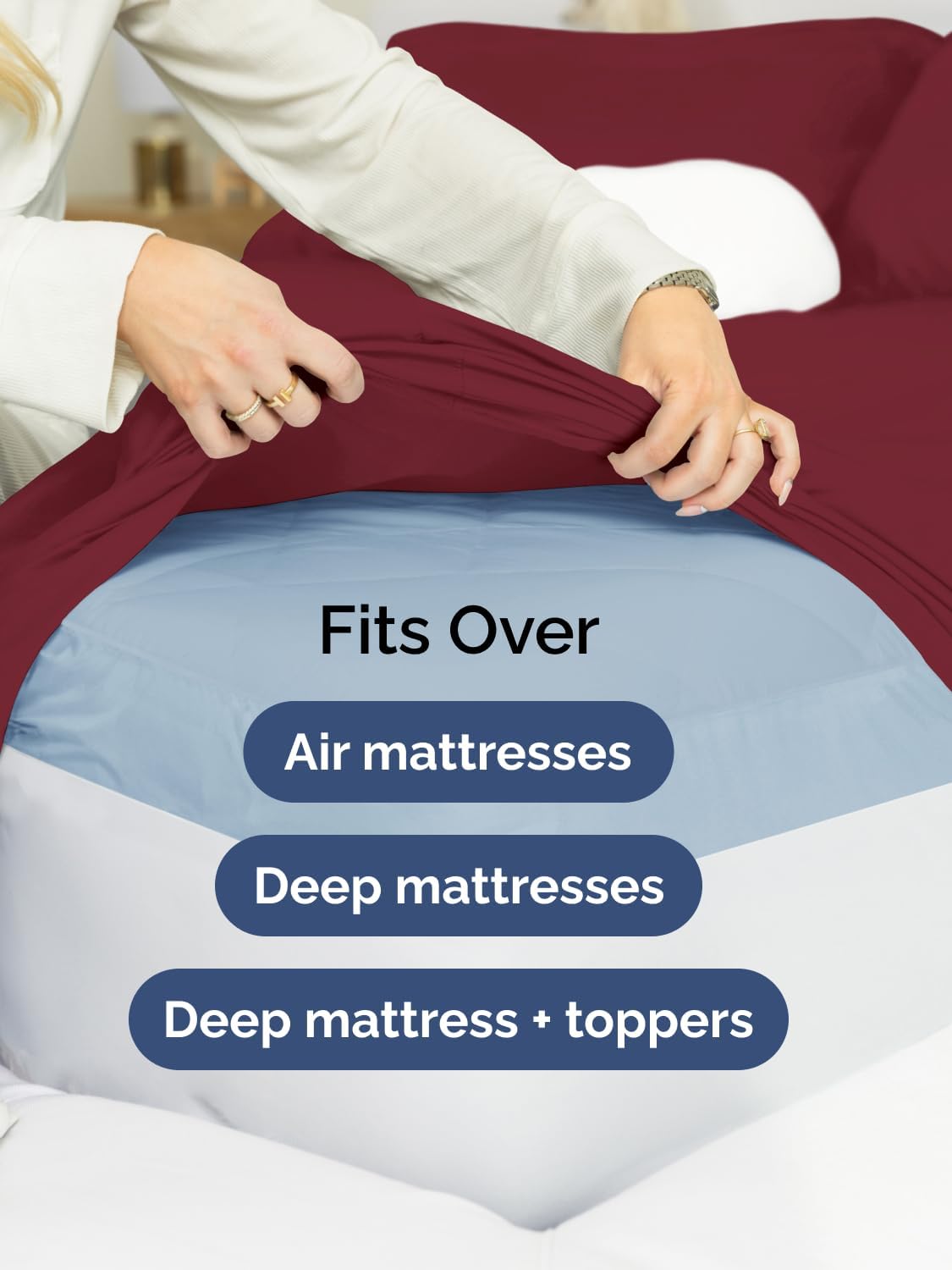 CGK Extra Deep Twin Sheet Set - 4Pc Cooling Sheets - Burgundy