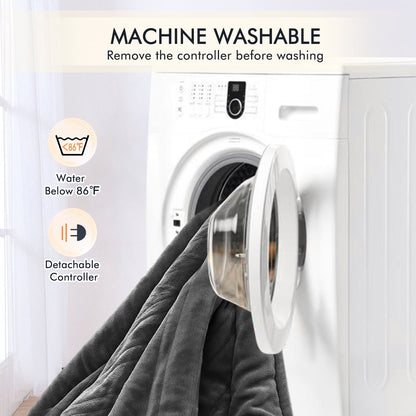 Heated Blanket Queen Size 84''X90'', Fast Heating with Dual Controllers Electric Blanket, 10 Heating Levels, 10H Timer, Preheat Function - Gray